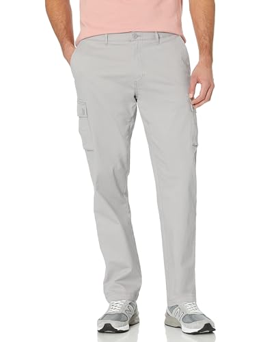 Amazon Essentials Herren Gerade geschnittene Stretch-Cargohose (erhältlich in Big & Tall), Hellgrau, 38W / 34L von Amazon Essentials