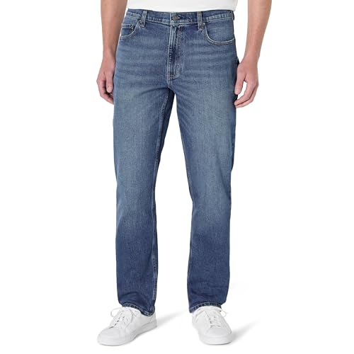 Amazon Essentials Herren Geringfügig elastische Jeans mit athletischer Passform, Stone Mittlere Waschung, 42W / 34L von Amazon Essentials
