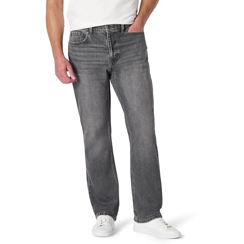 Amazon Essentials Herren Geringfügig elastische Jeans mit lockerer Passform, Graue Waschung, 30W / 32L von Amazon Essentials