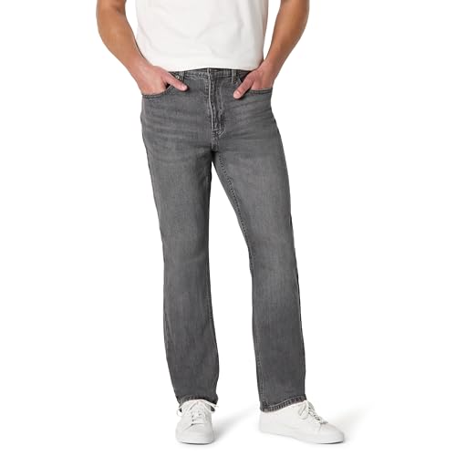 Amazon Essentials Herren Leicht elastische Straight Fit-Jeans, Graue Waschung, 38W / 34L von Amazon Essentials
