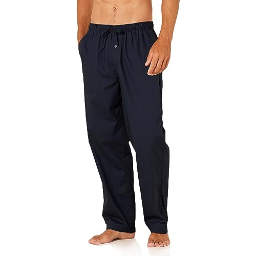 Amazon Essentials Herren Gewebte Straight-Fit Pyjamahose Mit Taschen, Marineblau, L von Amazon Essentials