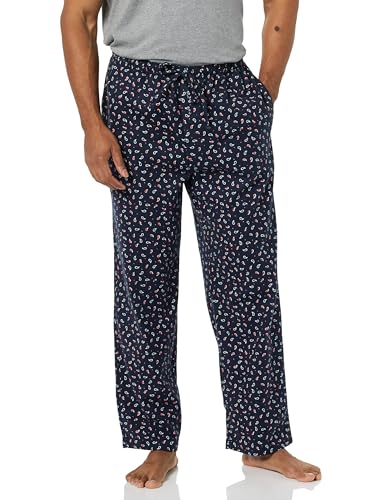 Amazon Essentials Herren Gewebte Straight-Fit Pyjamahose Mit Taschen, Marineblau Paisley, L von Amazon Essentials