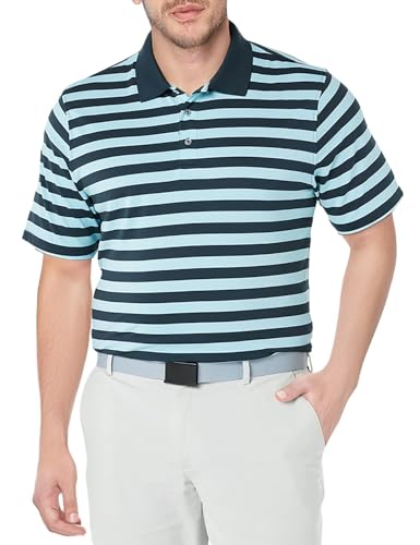 Amazon Essentials Herren Schnell trocknendes Golf-Polohemd mit normaler Passform (erhältlich in Big & Tall), Königsblau Weiß Ministreifen, XS von Amazon Essentials