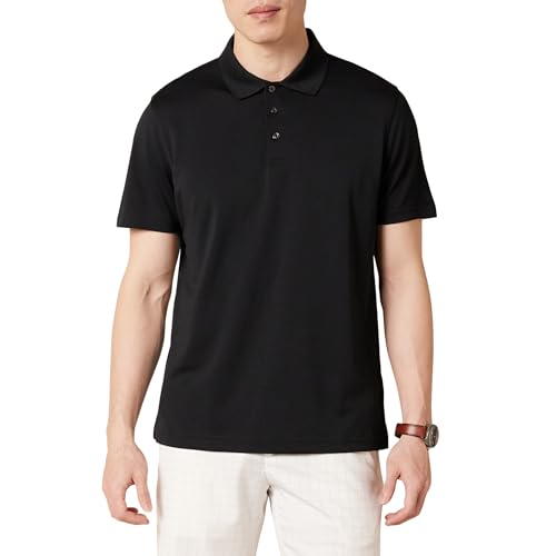 Amazon Essentials Herren Golf-Poloshirt, Schnell Trocknend, Schmale Passform, Schwarz, XXL von Amazon Essentials