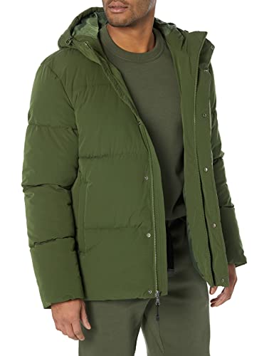 Amazon Essentials Herren Halblange Daunenjacke mit Kapuze aus recyceltem Polyester (in Big und Tall erhältlich), Dunkles Olivgrün, 4XL Große Größen von Amazon Essentials