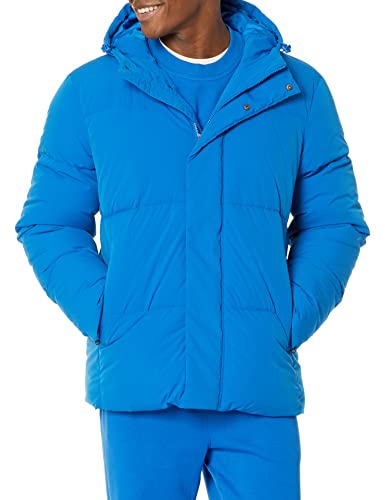 Amazon Essentials Herren Halblange Daunenjacke mit Kapuze aus recyceltem Polyester (in Big und Tall erhältlich), Kräftiges Blau, 6XL Große Größen Tall von Amazon Essentials