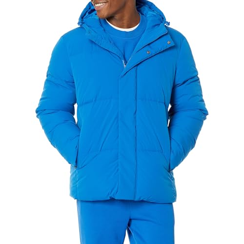 Amazon Essentials Herren Halblange Steppjacke Mit Kapuze (In Übergrößen Erhältlich), Kräftiges Blau, XXL von Amazon Essentials