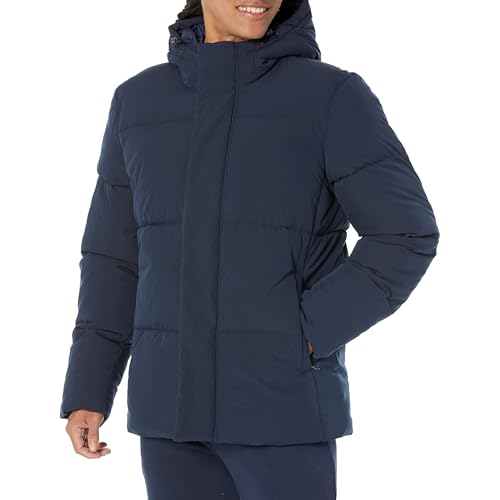 Amazon Essentials Herren Halblange Steppjacke Mit Kapuze (In Übergrößen Erhältlich), Marineblau, XXL von Amazon Essentials