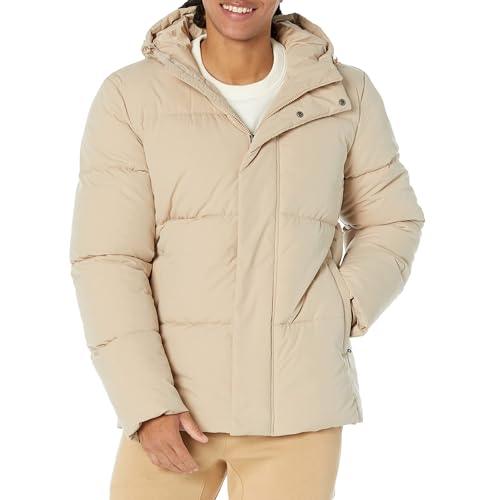 Amazon Essentials Herren Halblange Steppjacke Mit Kapuze (In Übergrößen Erhältlich), Bräunen, XXL von Amazon Essentials