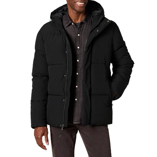 Amazon Essentials Herren Halblange Steppjacke Mit Kapuze (In Übergrößen Erhältlich), Schwarz, M von Amazon Essentials