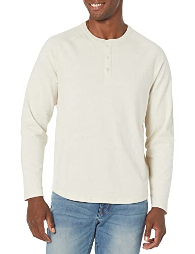 Amazon Essentials Herren Henley-Shirt mit Langen Ärmeln und normaler Passform (erhältlich in Big & Tall), Haferbeige Meliert, XL von Amazon Essentials