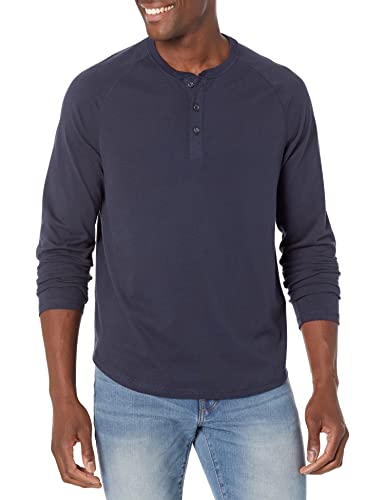 Amazon Essentials Herren Henley-Shirt mit Langen Ärmeln und normaler Passform (erhältlich in Übergrößen), Marineblau, 6XL Große Größen Tall von Amazon Essentials