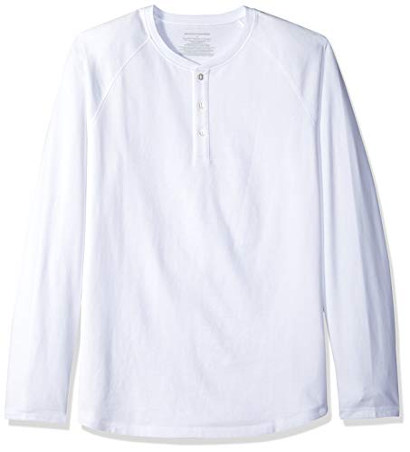 Amazon Essentials Herren Henley-Shirt mit langen Ärmeln und normaler Passform (erhältlich in Übergrößen), Weiß, M von Amazon Essentials