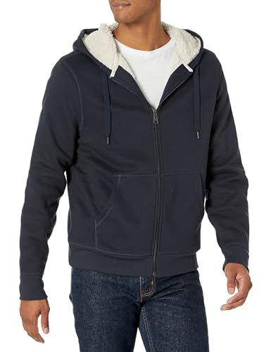 Amazon Essentials Herren Hoodie mit Sherpa-Futter und durchgehendem Reißverschluss, Marineblau, 4XL Große Größen von Amazon Essentials
