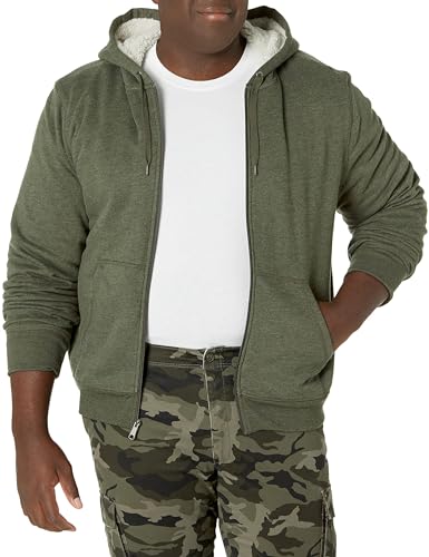 Amazon Essentials Herren Hoodie mit Sherpa-Futter und durchgehendem Reißverschluss, Olivgrün, XL von Amazon Essentials