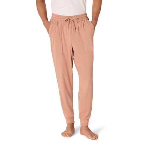 Amazon Essentials Herren Jogging-/Pyjamahose Aus Gestricktem Baumwollmischgewebe, Hellbraun, M von Amazon Essentials
