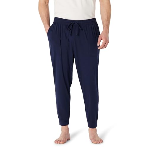 Amazon Essentials Herren Jogging-/Pyjamahose Aus Gestricktem Baumwollmischgewebe, Marineblau, L von Amazon Essentials