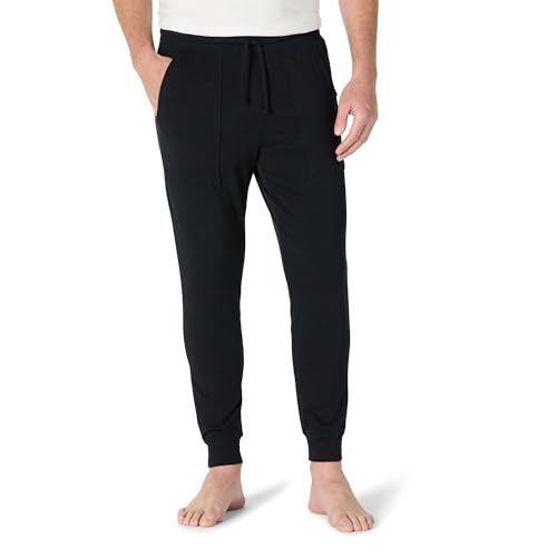 Amazon Essentials Herren Jogging-/Pyjamahose Aus Gestricktem Baumwollmischgewebe, Schwarz, M von Amazon Essentials