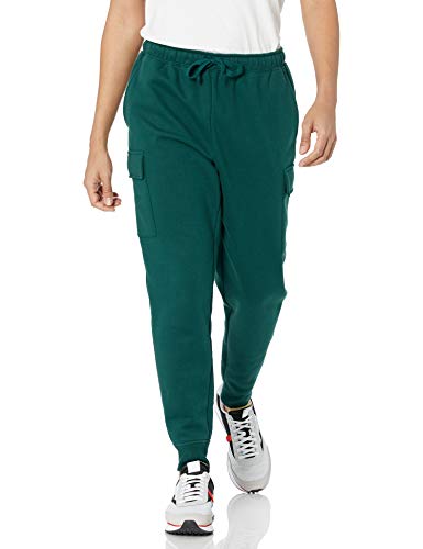 Amazon Essentials Herren Jogginghose Aus Cargo-Fleece Mit Lockerer Passform, Dunkelgrün, XXL von Amazon Essentials