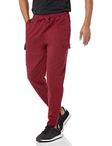 Amazon Essentials Herren Jogginghose Aus Cargo-Fleece Mit Lockerer Passform, Dunkelrot, L von Amazon Essentials