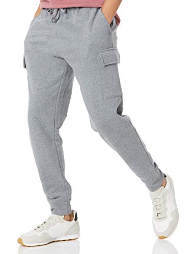 Amazon Essentials Herren Jogginghose Aus Cargo-Fleece Mit Lockerer Passform, Hellgrau Meliert, XXL von Amazon Essentials