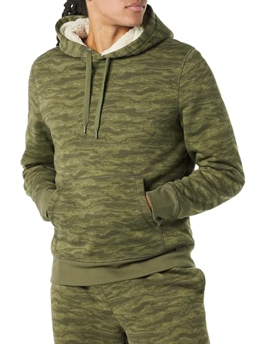 Amazon Essentials Herren Kapuzenpulli mit Sherpa-Futter, Dunkelgrün Tarnmuster, M von Amazon Essentials