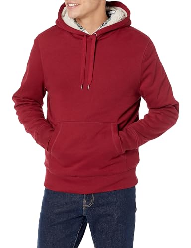Amazon Essentials Herren Kapuzenpulli mit Sherpa-Futter, Rot, L von Amazon Essentials