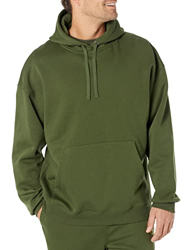 Amazon Essentials Herren Kapuzenpullover mit übergroßer Passform (erhältlich in Big & Tall), Dunkles Olivgrün, L von Amazon Essentials