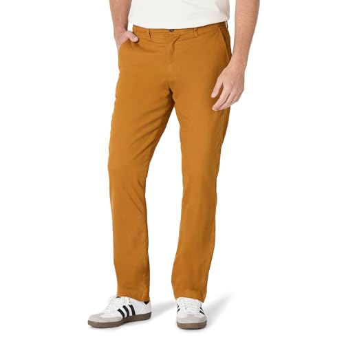Amazon Essentials Herren Legere Stretch-Chinohose in sportlicher Passform (in Übergröße erhältlich), Dunkles Kamelbraun, 40W / 34L von Amazon Essentials
