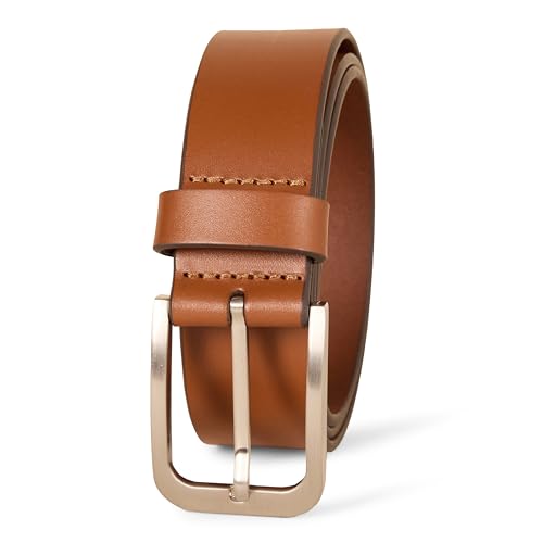 Amazon Essentials Herren Klassischer Jeans-Ledergürtel, Bräunen, 80 von Amazon Essentials