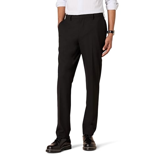 Amazon Essentials Herren Knitterarme Stretch-Anzughose, Schmale Passform, Schwarz, 40W / 34L von Amazon Essentials