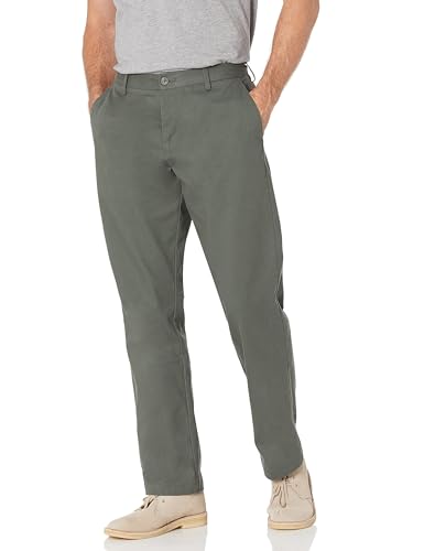 Amazon Essentials Herren Knitterfreie Flatfront-Chinohose in klassischer Passform (erhältlich in Übergröße), Dunkles Olivgrün, 34W / 34L von Amazon Essentials