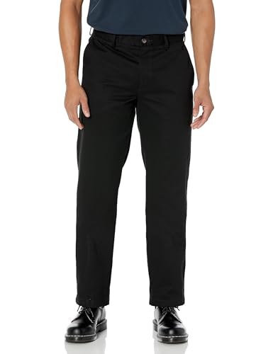 Amazon Essentials Herren Knitterfreie Flatfront-Chinohose in klassischer Passform (erhältlich in Übergröße), Schwarz, 33W / 28L von Amazon Essentials
