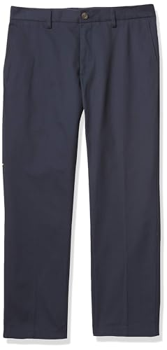 Amazon Essentials Herren Knitterfreie Flatfront-Chinohose in schmaler Passform, Blau, 34W / 32L von Amazon Essentials