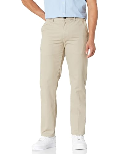 Amazon Essentials Herren Knitterfreie Flatfront-Chinohose in schmaler Passform, Kaki Beige, 38W / 32L von Amazon Essentials
