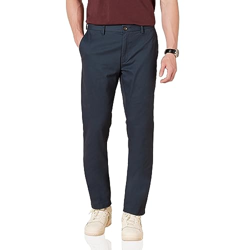 Amazon Essentials Herren Knitterfreie Flatfront-Chinohose in schmaler Passform, Marineblau, 38W / 34L von Amazon Essentials