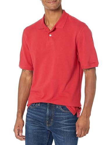 Amazon Essentials Herren Polohemd mit normaler Passform aus Baumwollpiqué (erhältlich in Big & Tall), Rot, XXL Große Größen Tall von Amazon Essentials