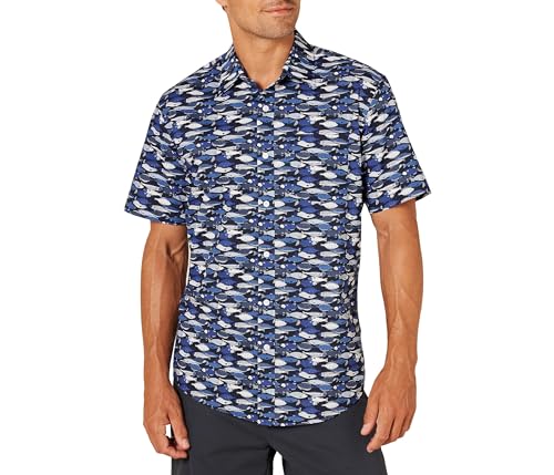 Amazon Essentials Herren Kurzärmeliges Hemd mit Aufdruck, Normale Passform, Blau Fisch, XL Amazon Essentials Herren Kurzärmeliges Hemd mit Aufdruck, Normale Passform, Blau Fisch, XL von Amazon Essentials