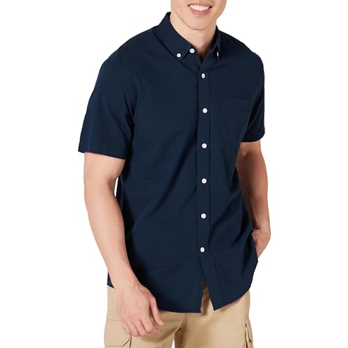 Amazon Essentials Herren Kurzärmeliges Oxford-Hemd mit Brusttasche, Normale Passform, Marineblau, XS Amazon Essentials Herren Kurzärmeliges Oxford-Hemd mit Brusttasche, Normale Passform, Marineblau, XS von Amazon Essentials