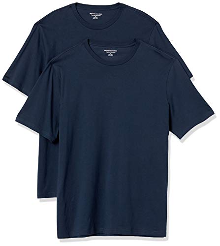 Amazon Essentials Herren Kurzärmeliges T-Shirt mit Rundhalsausschnitt aus Baumwolle – Regular Fit, 2er-Pack, Marineblau, XL von Amazon Essentials