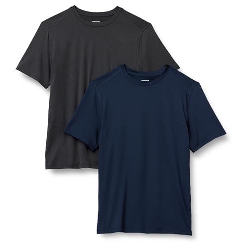 Amazon Essentials Herren Kurzärmeliges Tech-Stretch-T-Shirt, 2er-Pack, Graphit Heide/Marineblau, XS Amazon Essentials Herren Kurzärmeliges Tech-Stretch-T-Shirt, 2er-Pack, Graphit Heide/Marineblau, XS von Amazon Essentials