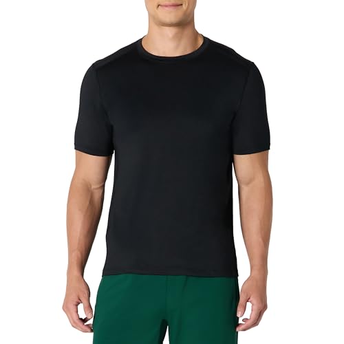 Amazon Essentials Herren Kurzärmeliges Tech-Stretch-T-Shirt, Schwarz, XS von Amazon Essentials