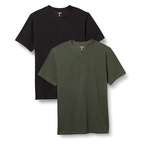 Amazon Essentials Herren Kurzärmliges Henley-Shirt aus Piqué mit schlanker Passform, 2er-Pack, Olivgrün/Schwarz, XS Amazon Essentials Herren Kurzärmliges Henley-Shirt aus Piqué mit schlanker Passform, 2er-Pack, Olivgrün/Schwarz, XS von Amazon Essentials
