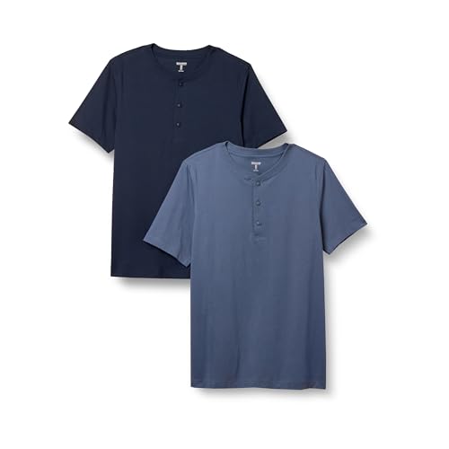 Amazon Essentials Herren Kurzärmliges Henley-T-Shirt aus Baumwolle mit normaler Passform, 2er-Pack, Jeans/Marineblau, M Amazon Essentials Herren Kurzärmliges Henley-T-Shirt aus Baumwolle mit normaler Passform, 2er-Pack, Jeans/Marineblau, M von Amazon Essentials