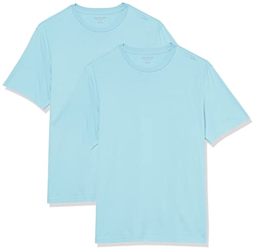 Amazon Essentials Herren Kurzärmeliges T-Shirt mit Rundhalsausschnitt aus Baumwolle – Regular Fit, 2er-Pack, Hellblau, XXL Amazon Essentials Herren Kurzärmeliges T-Shirt mit Rundhalsausschnitt aus Baumwolle – Regular Fit, 2er-Pack, Hellblau, XXL von Amazon Essentials