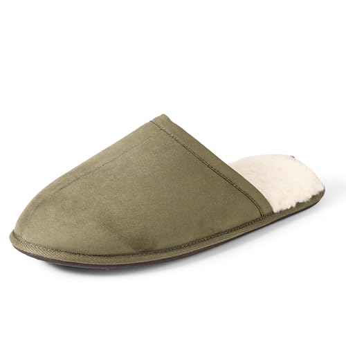 Amazon Essentials Herren Kuschelige Pantoffeln, Dunkles Olivgrün Mikro Wildleder, 42 EU von Amazon Essentials