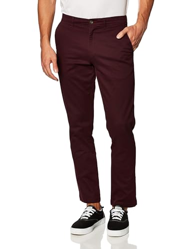 Amazon Essentials Herren Legere Stretch-Chinohose mit klassischer Passform, Burgunderrot, 28W / 30L von Amazon Essentials