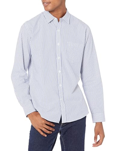 Amazon Essentials Herren Lässiges langärmeliges Popeline-Hemd Normale Passform, Blau Weiß Vertikale Streifen, XXL Amazon Essentials Herren Lässiges langärmeliges Popeline-Hemd Normale Passform, Blau Weiß Vertikale Streifen, XXL von Amazon Essentials