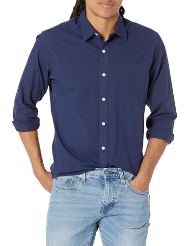 Amazon Essentials Herren Lässiges langärmeliges Popeline-Hemd Normale Passform, Marineblau, XS Amazon Essentials Herren Lässiges langärmeliges Popeline-Hemd Normale Passform, Marineblau, XS von Amazon Essentials