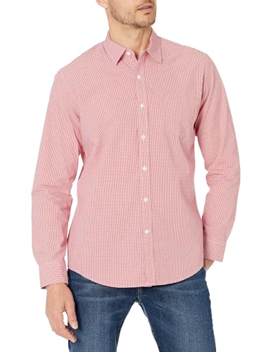 Amazon Essentials Herren Lässiges langärmeliges Popeline-Hemd Normale Passform, Rot Vichy-Muster, XXL Amazon Essentials Herren Lässiges langärmeliges Popeline-Hemd Normale Passform, Rot Vichy-Muster, XXL von Amazon Essentials